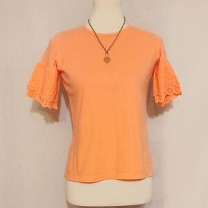 Primark Peach Eyelet Sleeve Top